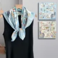 Chinese stijl moerbeizijde vierkante sjaal, traditioneel kunstontwerp, elegante omslagdoek. - SJ1503-JKF
