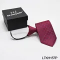Burgundy plaid zipper tie for men pre-tied necktie with elegant black gift box included - Burgundy Plaid (L7XH157P)