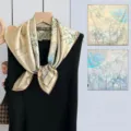 Elegant Chinese style printed silk square scarf for women luxury shawl and elegant neck wrap. - SJ1506-JKF