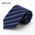 Men's navy blue striped silk tie, classic formal business necktie variant for professional wear. - L85H-S43