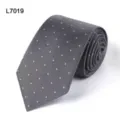 Graue Herren Krawatte mit lila Punkten, klassische gewebte Polyester Business Krawatte. - L7019
