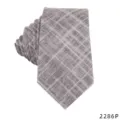 Men's Grey Plaid Casual Necktie Classic Woven Pattern Business Formal Wear Accessory - Grey Plaid