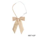 Japanese style school uniform JK bow tie, khaki plaid polyester collar accessory for girls. - Light Khaki Plaid (MBT142P)