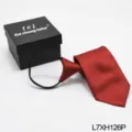 Red zipper necktie for men, easy wear pre-tied lazy tie with gift box for business wear. - Red Striped (L7XH126P)