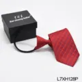 Red plaid zipper tie for men with black gift box, easy-wearing lazy necktie for business. - Red Plaid (L7XH128P)