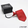 Red zipper lazy necktie with gift box for men business wear casual office daily styling. - Red Fine Line (L7XH130P)