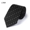 Schwarze gepunktete Herren Business Krawatte, klassische Polyester Seide Anzug Krawatte. - L7001