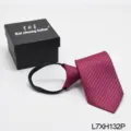 Men business striped zipper lazy tie with black gift box, professional pre-tied necktie. - Red Blue Striped (L7XH132P)