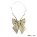 Japanese JK school uniform bow tie, light gold grid polyester fabric with adjustable strap. - Light Gold Grid (MBT134P)