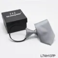 Grey pre-tied zipper necktie for men business professional wear with gift box packaging - Grey Texture (L7XH137P)