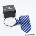 Blue striped zipper tie for men, easy to wear pre-tied business necktie for daily work. - Blue Diagonal Striped (L7XH141P)