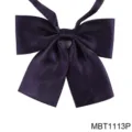 Donkerpaarse glanzende JK uniform vlinderdas, platte studenten kraag strik accessoire. - Platte Strik (MBT1113P) / Donkerpaars