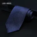 Men's classic navy blue silk polka dot necktie, elegant business formal dress neck tie. - L85-HS05