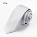 Grey striped narrow necktie, stylish men's business casual tie variant with 6cm width. - L5034