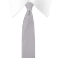 Men's solid grey knit tie, stylish casual knitted necktie with a modern pointed tip. - Arrow-Shaped / 145*6cm / 035 Silver Gray