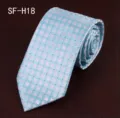 Light blue geometric grid pattern men's business tie stylish necktie fashion accessory - SF-H18