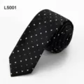 Classic black polka dot skinny necktie for men, stylish narrow design for daily wear. - L5001