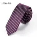 Purple silk striped narrow tie for men and women, stylish wedding formal necktie accessory. - L50H-S10 (Purple Striped)