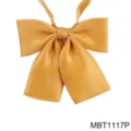 Golden satin JK bow tie accessory, flat corner student uniform neckwear variant. - Flat Angle Bow Tie (MBT1117P)