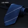 Men's classic blue striped silk necktie for business formal wear and professional attire. - L85-HS09