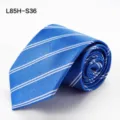 Blue striped silk tie for men, elegant business wedding formal necktie accessory. - L85H-S36
