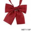 Red JK uniform bow tie college style flat corner satin necktie for daily student wear - Flat Angle Bow Tie (MBT1118P)