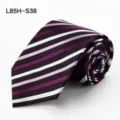 Striped mulberry silk tie for men business formal wedding groom purple variant L85H-S38 - L85H-S38