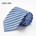 Blue striped silk tie for men, classic business formal wear and wedding accessory. - L85H-S39