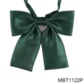 Dark green satin JK uniform bow tie accessory, elegant flat corner student bow tie for daily wear. - Flat Angle Bow Tie (MBT1122P)