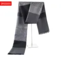 Klassieke winterse sjaal met houndstooth motief en kleurblokken en stijlvolle franjes. - Zwart-Wit Honden tand Kleurblok Stijl(SRSS03S)