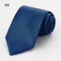 Men's blue geometric pattern formal business necktie for wedding groom and professional office wear. - Blue Black Geometric Greek Key (K9)