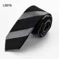Classic men's black and grey striped narrow necktie, stylish business formal wear tie. - L5015