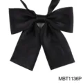 Black flat angle JK bow tie, solid color shiny ribbon collar accessory for school uniform. - Flat Angle Bow Tie (MBT1136P)