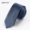 Blue silk narrow tie for men and women, elegant pointed design, perfect wedding accessory. - L50H-S17 (Deep Blue)