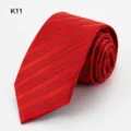 Men's red formal business tie with white dotted diagonal stripes for weddings and office wear. - Red Dotted Texture (K11)