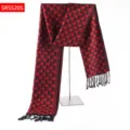 Red and black plaid tassel scarf for women, classic geometric pattern winter accessory. - Red and Black Geometric Plaid Style(SRSS20S)