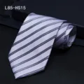 Men's silk striped necktie, elegant business formal wear tie for professional attire. - L85-HS15