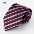 Men's Classic Striped Silk Necktie Business Formal Wedding Suit Neckwear Dark Purple - Dark Purple Pink White Striped (K18)