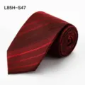 Classic red striped silk tie for men, ideal for business formal wear and wedding groom attire. - L85H-S47