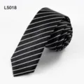 Men's black and white striped skinny tie, 6cm narrow fashion necktie for business wear. - L5018
