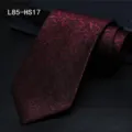 Burgundy silk jacquard tie for men, classic paisley pattern formal business necktie variant. - L85-HS17