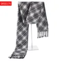 Black and white plaid scarf with fringe, classic pattern winter warm neck accessory. - Black and White Plaid Style(SRSS17S)
