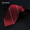 Luxury silk tie for men, classic red with silver diagonal stripes, elegant business formal necktie. - L85-HS18