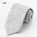 Silver patterned men business necktie, formal wedding groom neckwear sku item. - Silver Gray Floral Jacquard (K21)