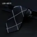 Classic black silk tie with white plaid pattern, elegant business formal necktie. - L85-HS19