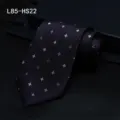 Men's formal business silk jacquard tie featuring elegant star pattern in dark tone. - L85-HS22