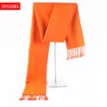 Vibrant Solid Orange Long Winter Scarf With Tassels Soft Warm Neck Wrap Accessory - Bright Orange Solid Color Style(SRSS08S)