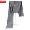 Classic grey long fringed scarf for women, soft knitted winter fashion accessory. - Gray Blended Style(SRSS07S)