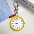 Schattige gele kwarts zakhorloge sleutelhanger klok voor school examens en dagelijks - Gele karabijnsluitingen