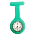 Green silicone nurse fob watch with quartz movement and secure brooch pin fastening design. - No. 8 Mint Green